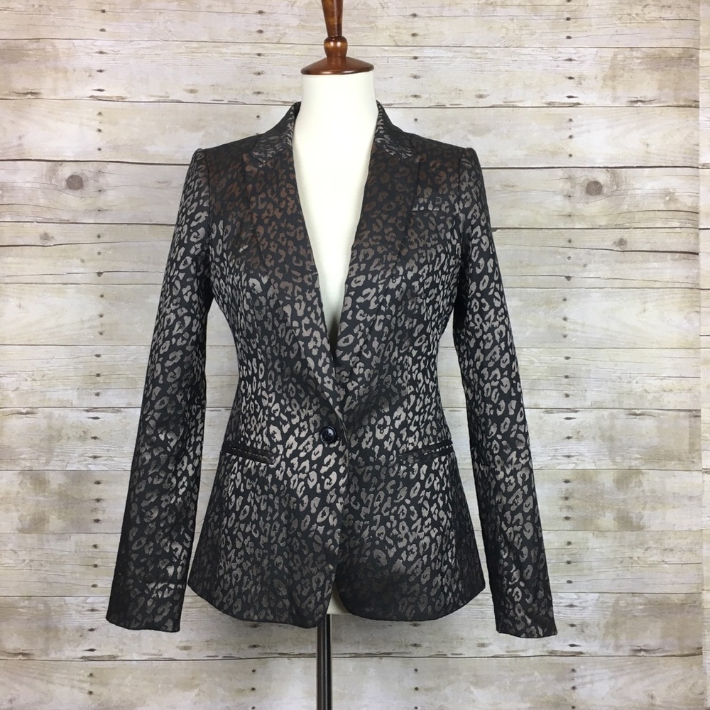 Banana Republic Leopard Metallic Print Blazer Sz 2
